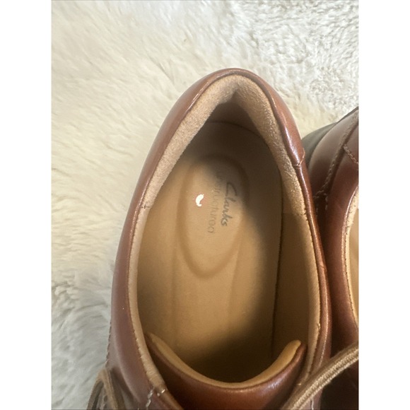 Clarks Mens Un Abode Ease Oxfords Shoes Solid Brown Leather Lace Up 10 - Picture 7 of 11